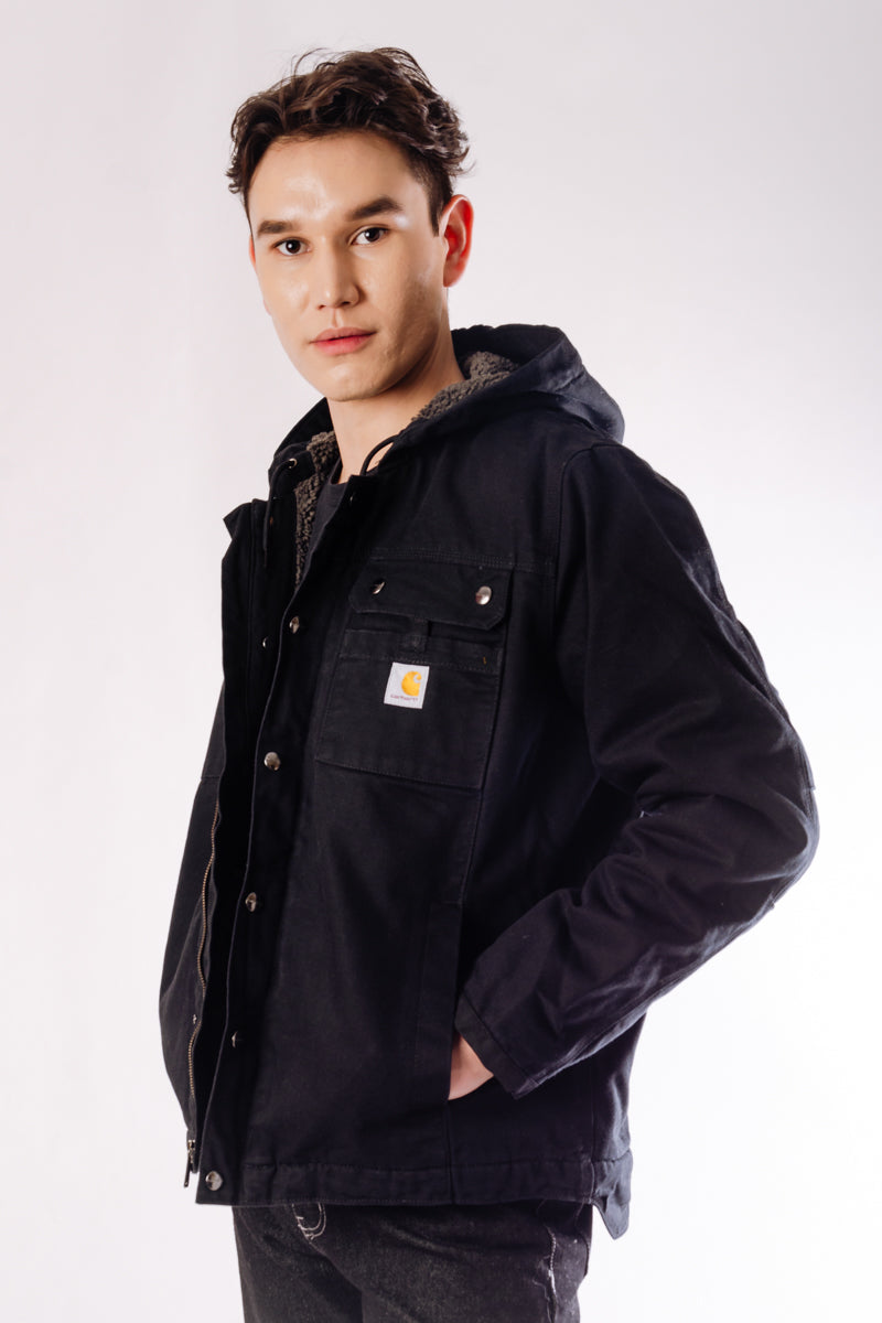 Sherpa Lined Utility Jacket  - BLK