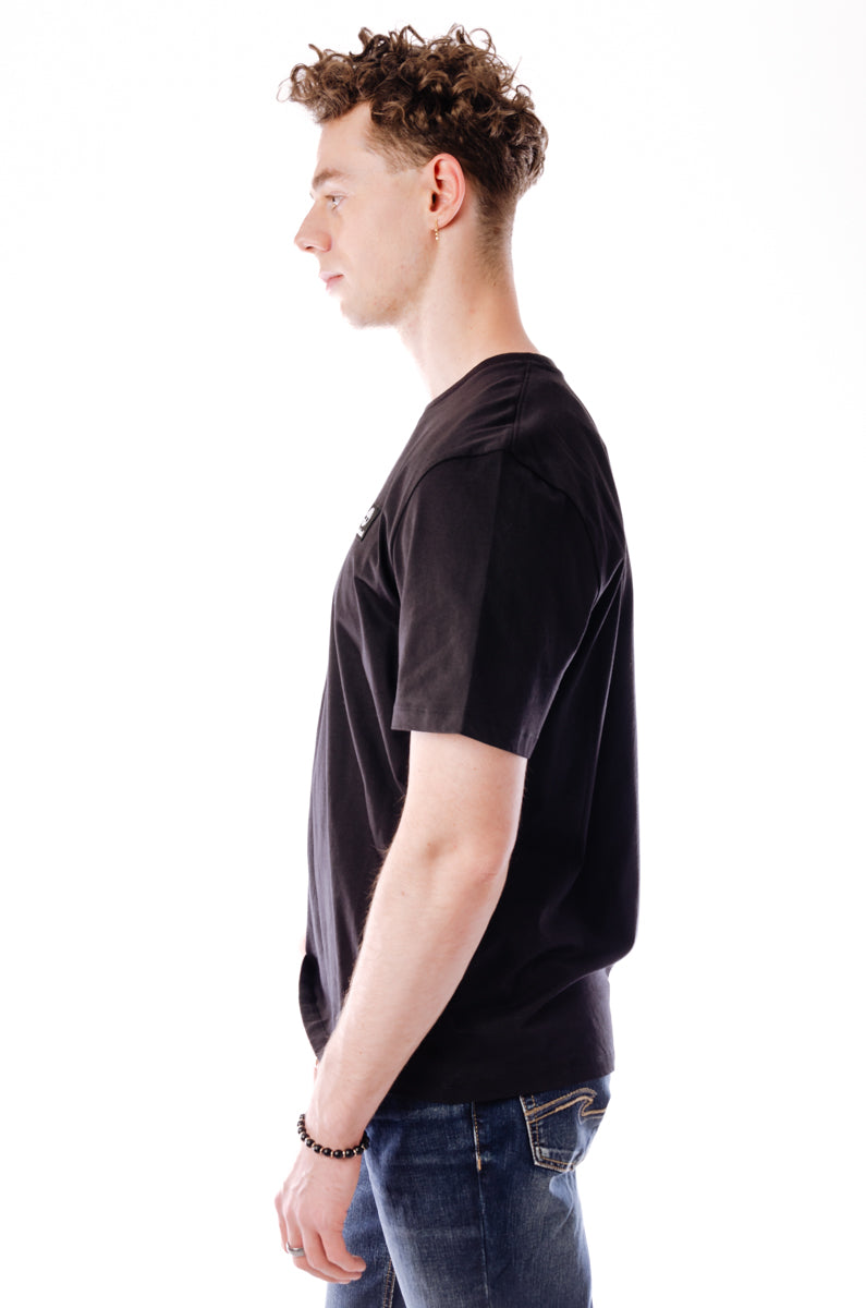 Short Sleeve Woven Badge Tee - BLK