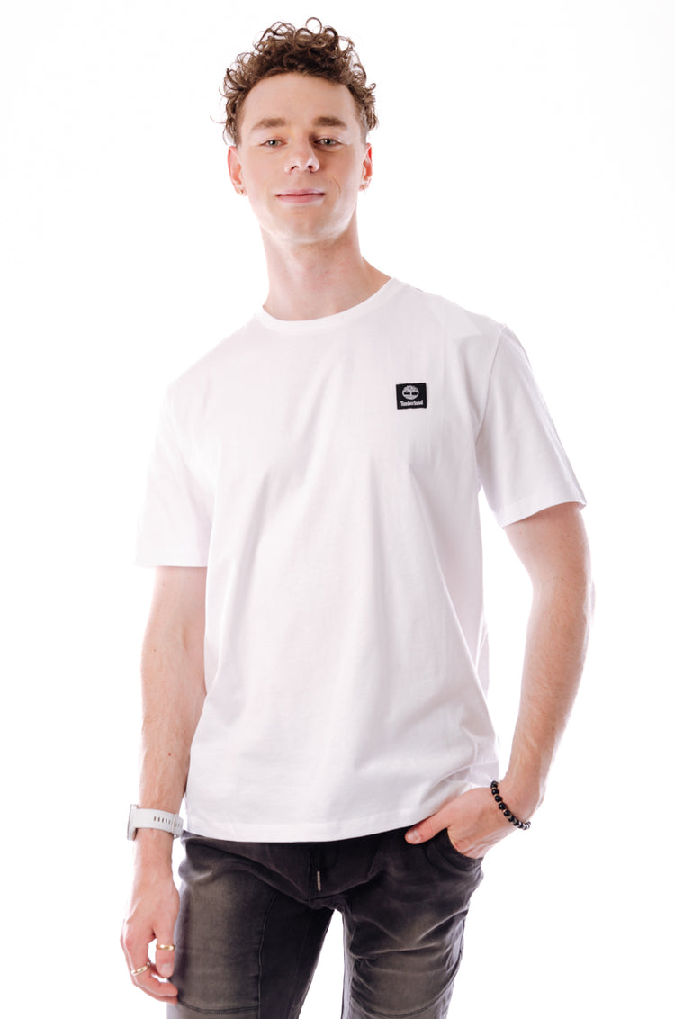 Short Sleeve Woven Badge Tee - WHT