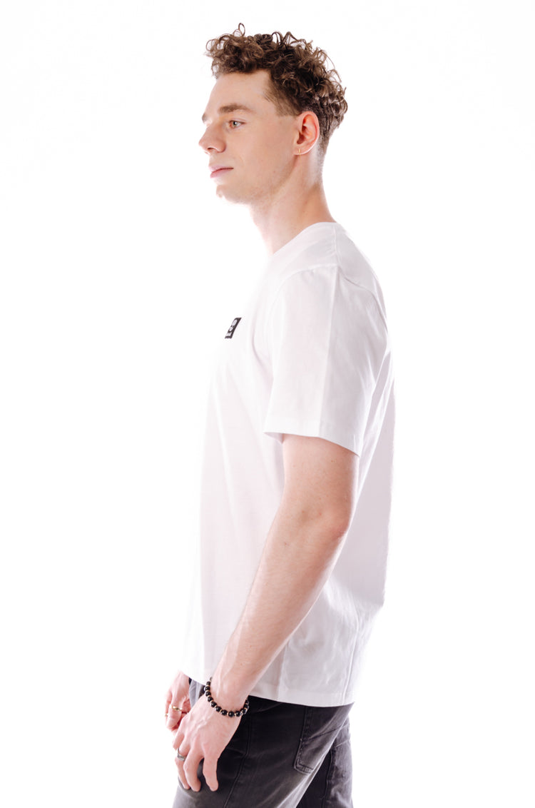 Short Sleeve Woven Badge Tee - WHT