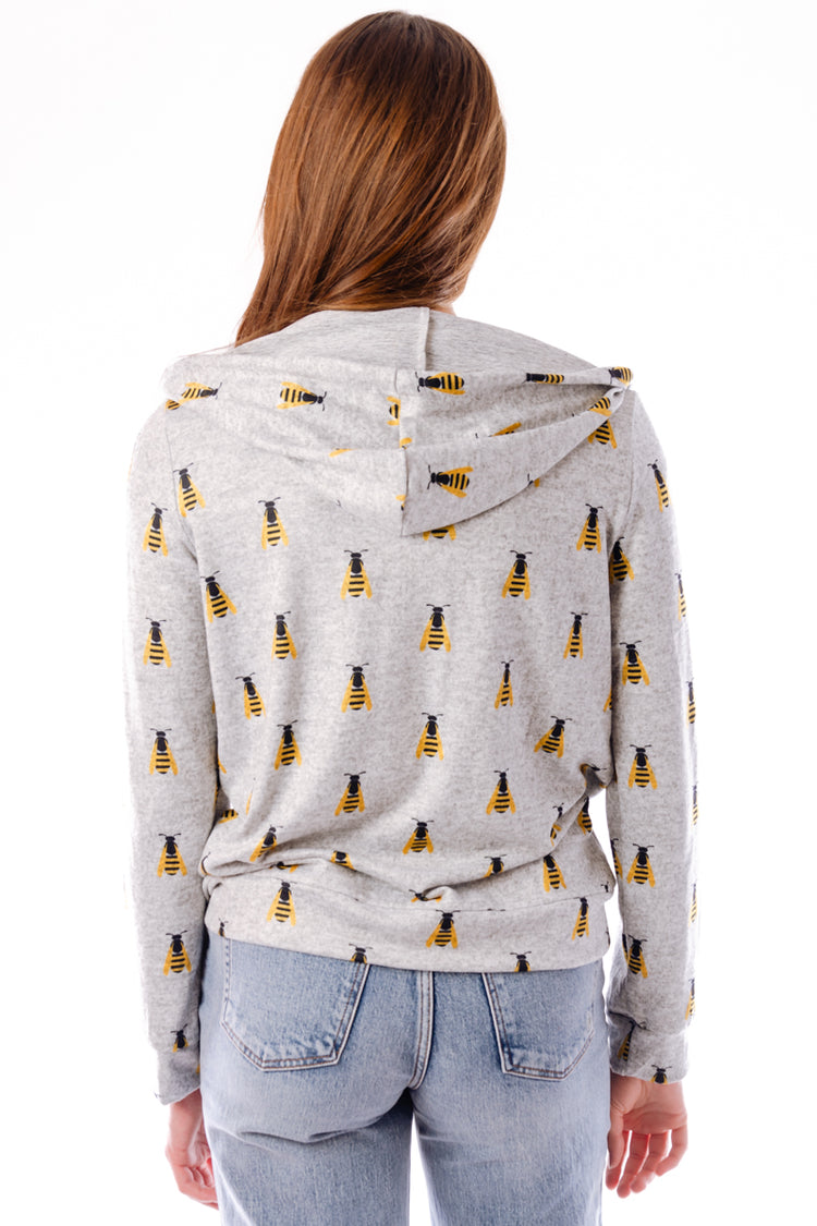 Small Bees Zip-Up Hoodie - HGR