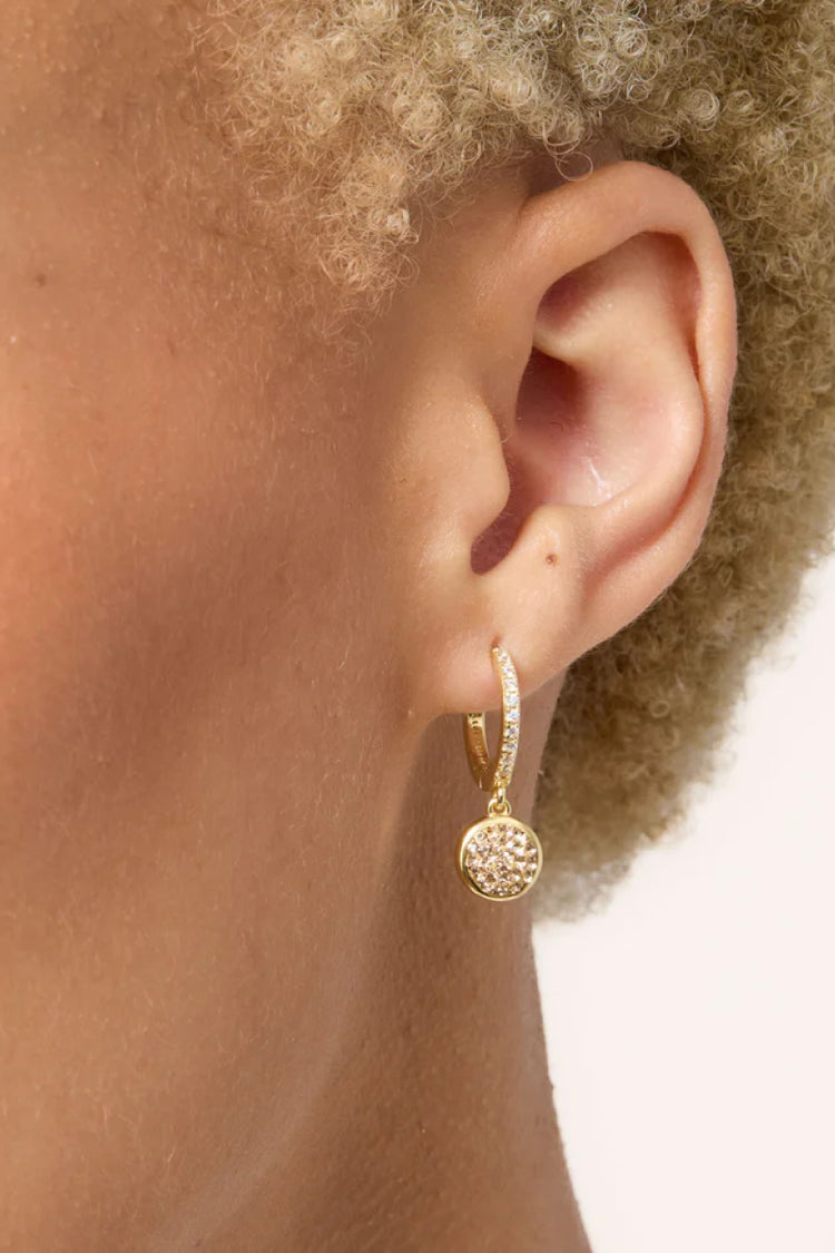 Sparkle Bezel Hoop Earrings - Gold - GLD