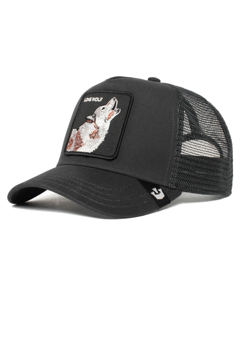 Unisex Lone Wolf Trucker Hat - BLK