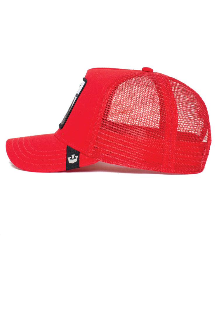 Unisex White Tiger Trucker Hat - RED