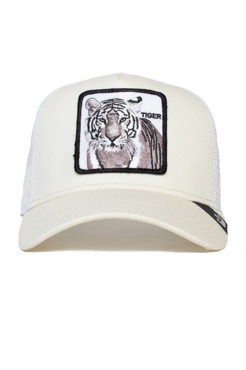 Unisex White Tiger Trucker Hat - WHI