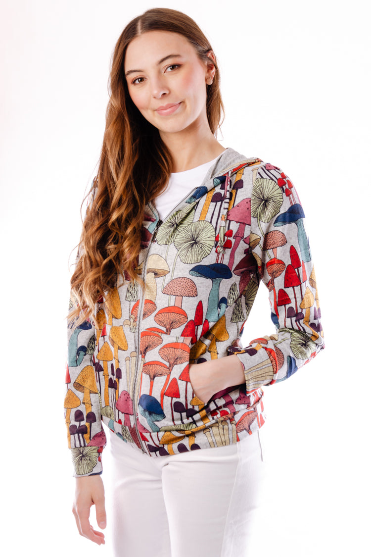 Whimsical Mushroom Zip-Up Hoodie - HGR