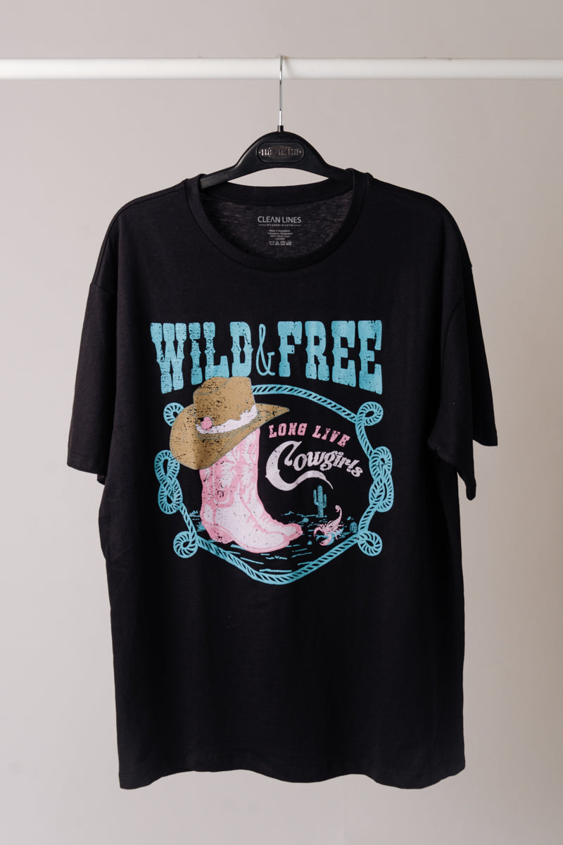 Wild & Free Boots Tee - BLK