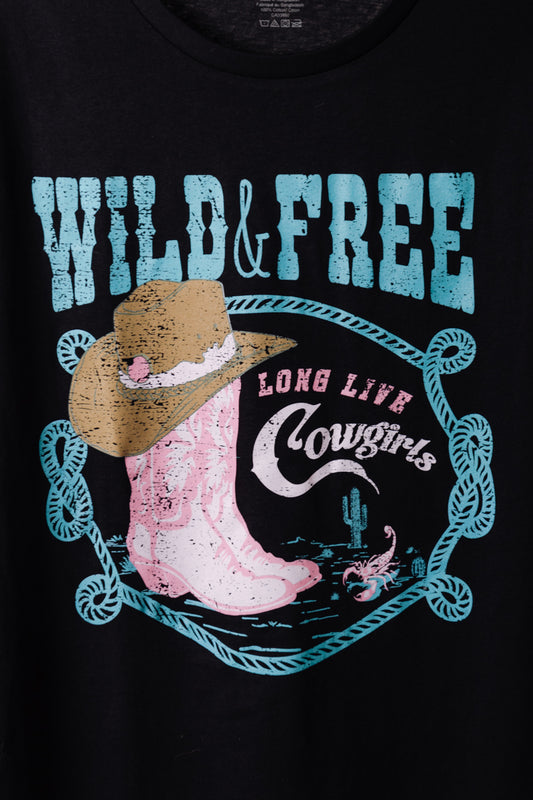 Wild & Free Boots Tee - BLK