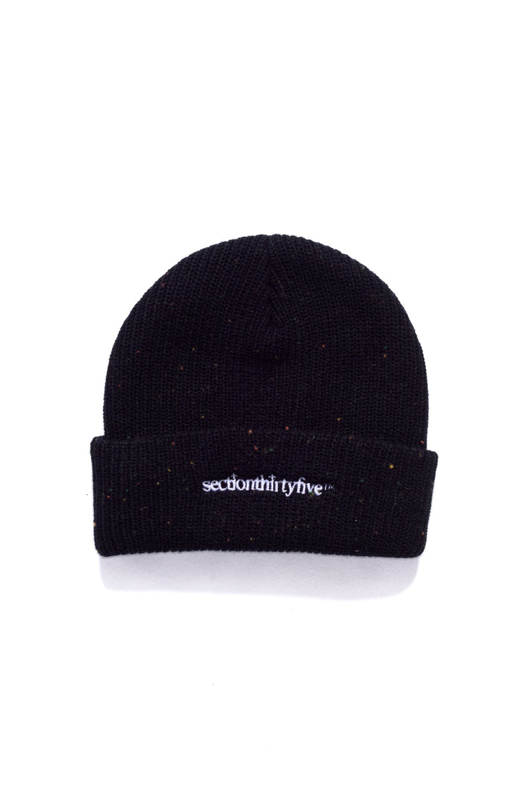 Wordmark Speckled Beanie - BLK