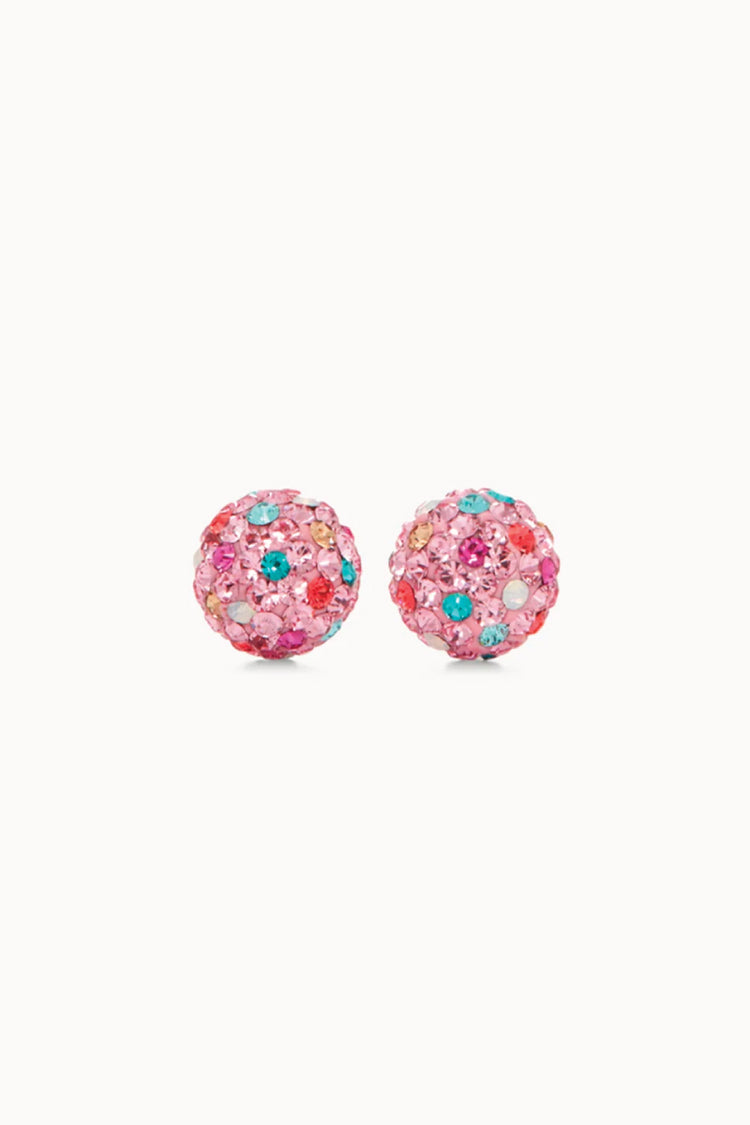 8mm Sparkle Ball Earrings - Happy Birthday - PNK