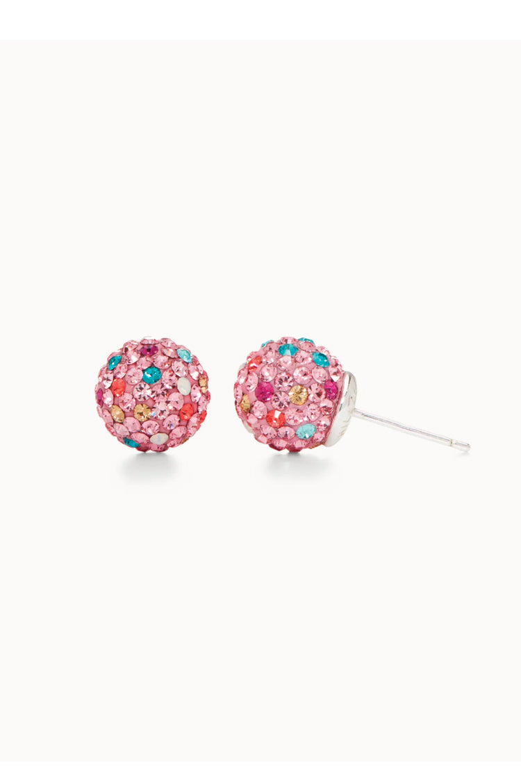 8mm Sparkle Ball Earrings - Happy Birthday - PNK