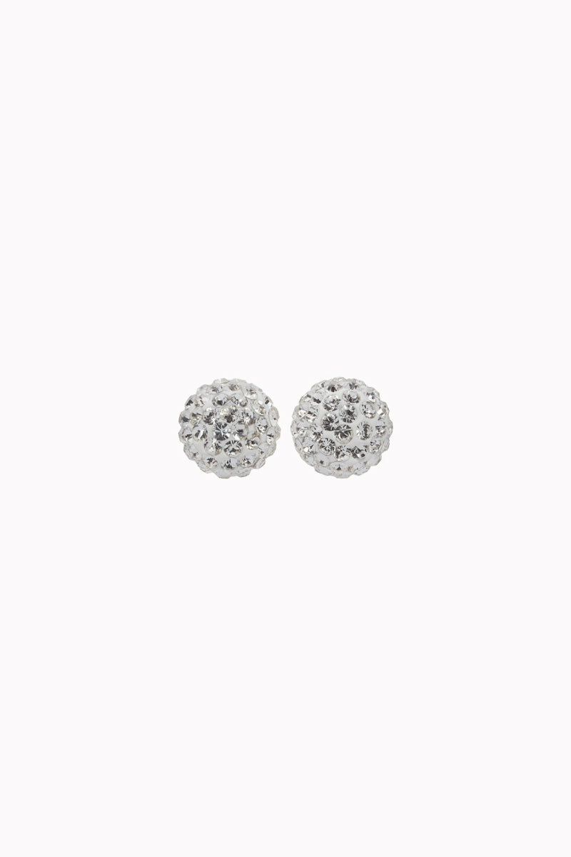 8mm Sparkle Ball Earrings- White - WHT