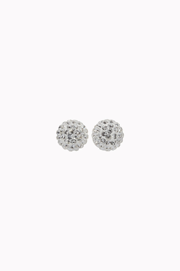 8mm Sparkle Ball Earrings- White - WHT