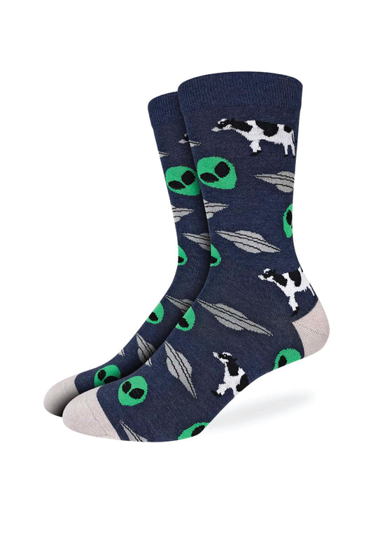 Aliens & Cows Sock - NVY