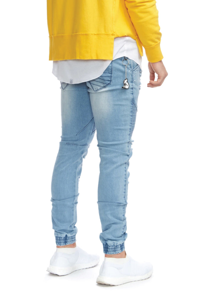 Biker Denim Joggers - Kamikaze Bleach