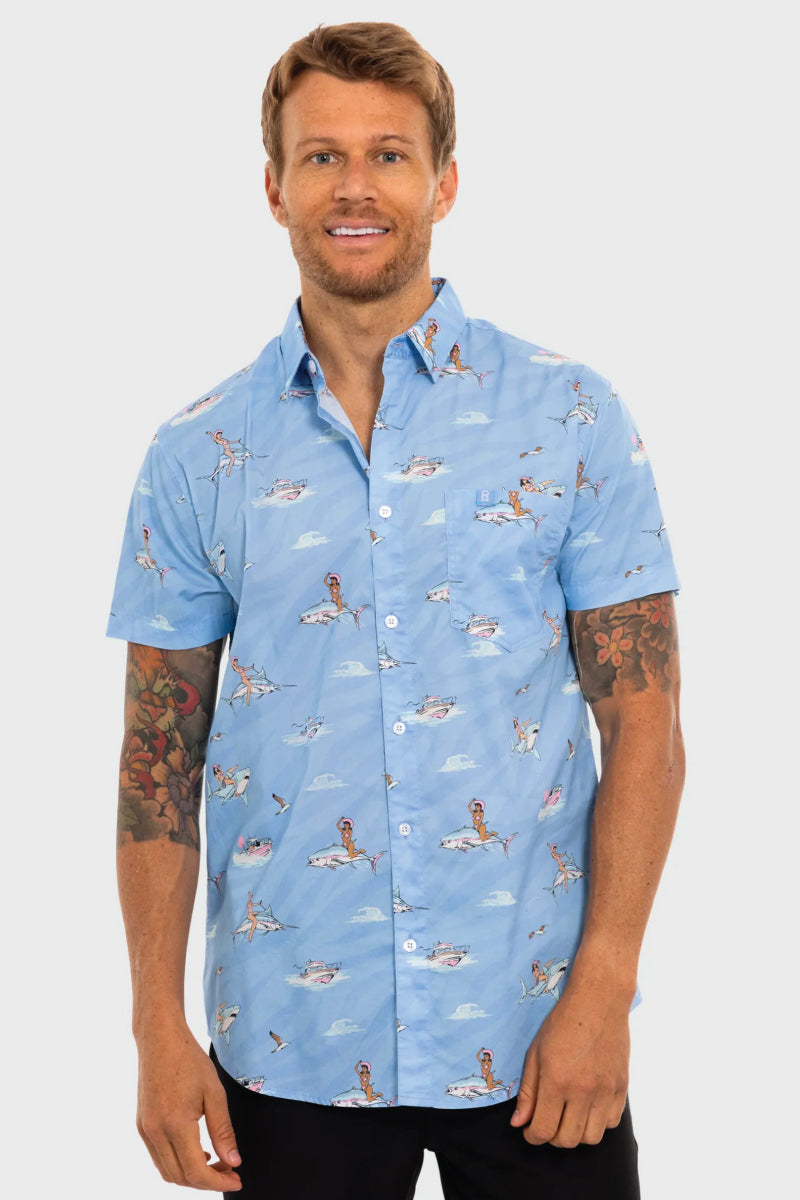 Blue Angler Button Up Shirt - BLU