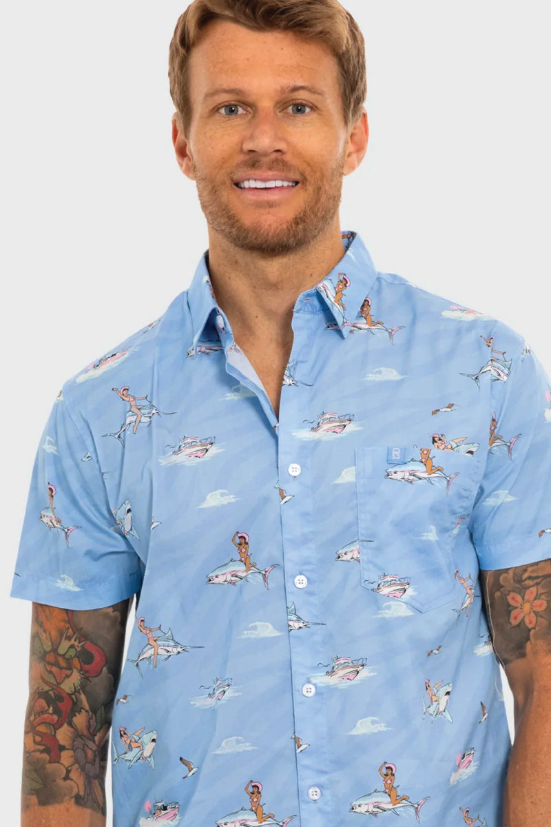 Blue Angler Button Up Shirt - BLU