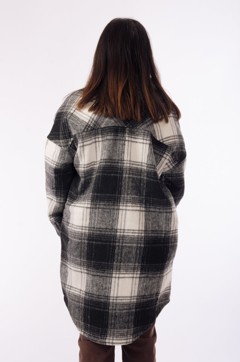 Britney Plaid Shacket - BLK