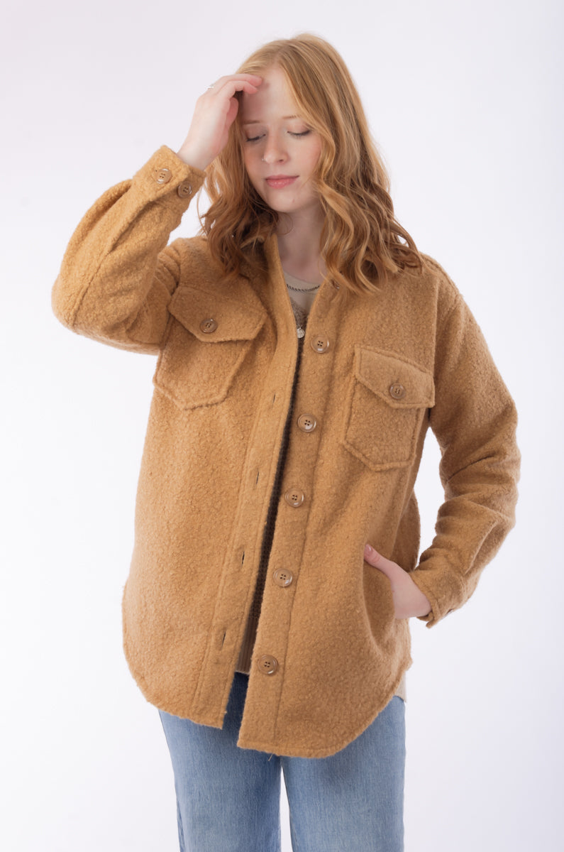 Camel Boucle Shacket - CAM