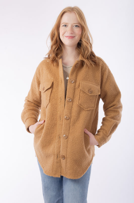 Camel Boucle Shacket - CAM