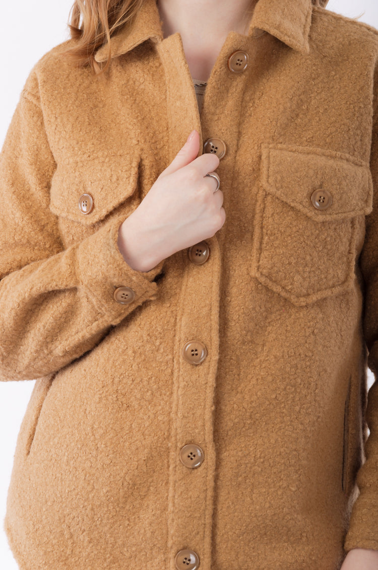 Camel Boucle Shacket - CAM