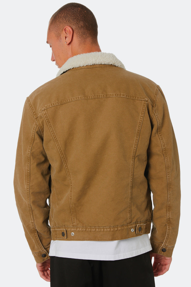 Canvas Sherpa Trucker Jacket - BRN