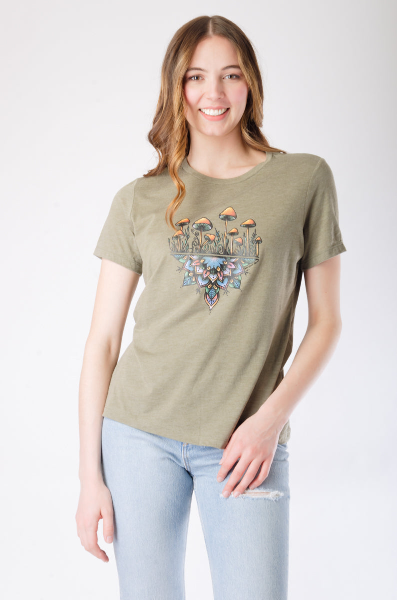 Colourful Mandala Mushroom Tee - OLV