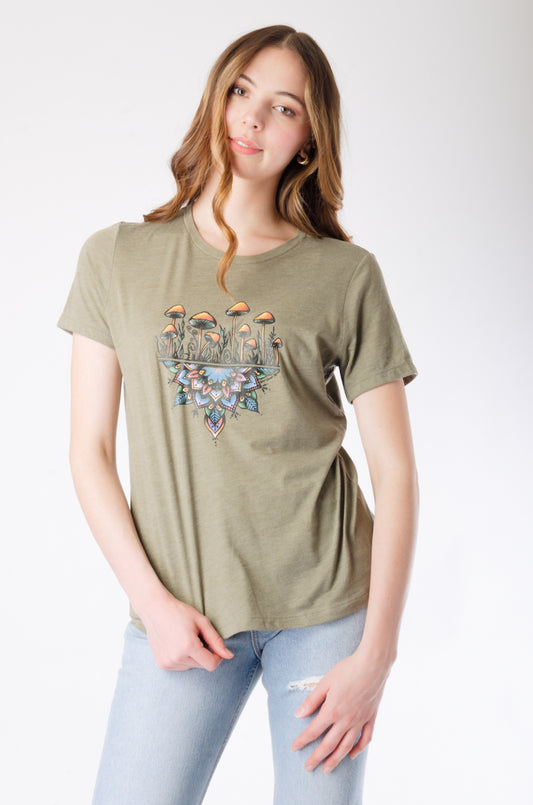 Colourful Mandala Mushroom Tee - OLV