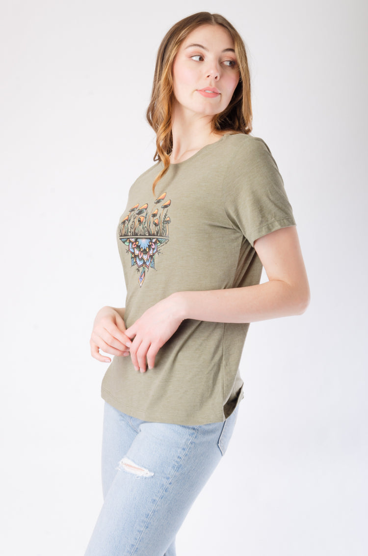 Colourful Mandala Mushroom Tee - OLV