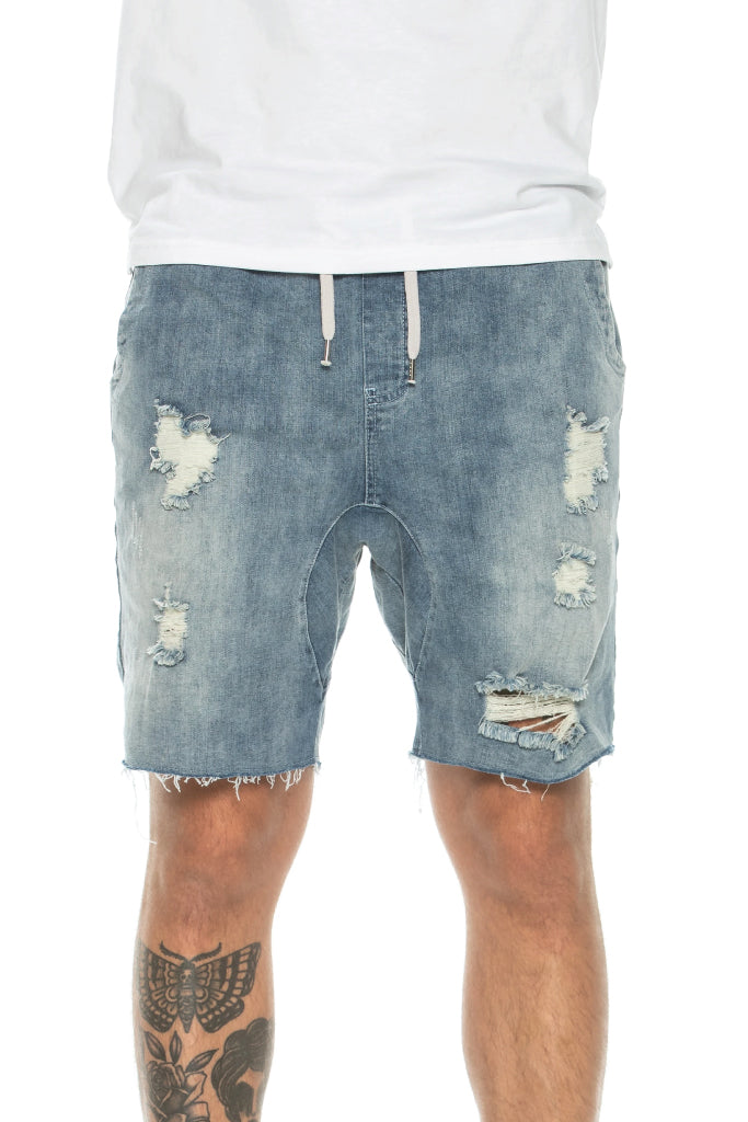 Distressed Denim Shorts - BLU