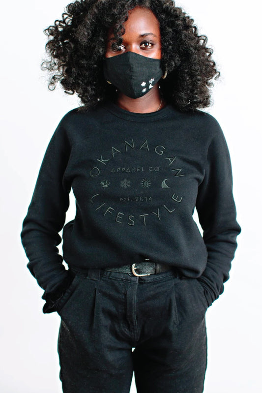 Unisex Black Community Embroidered Crewneck - BLK