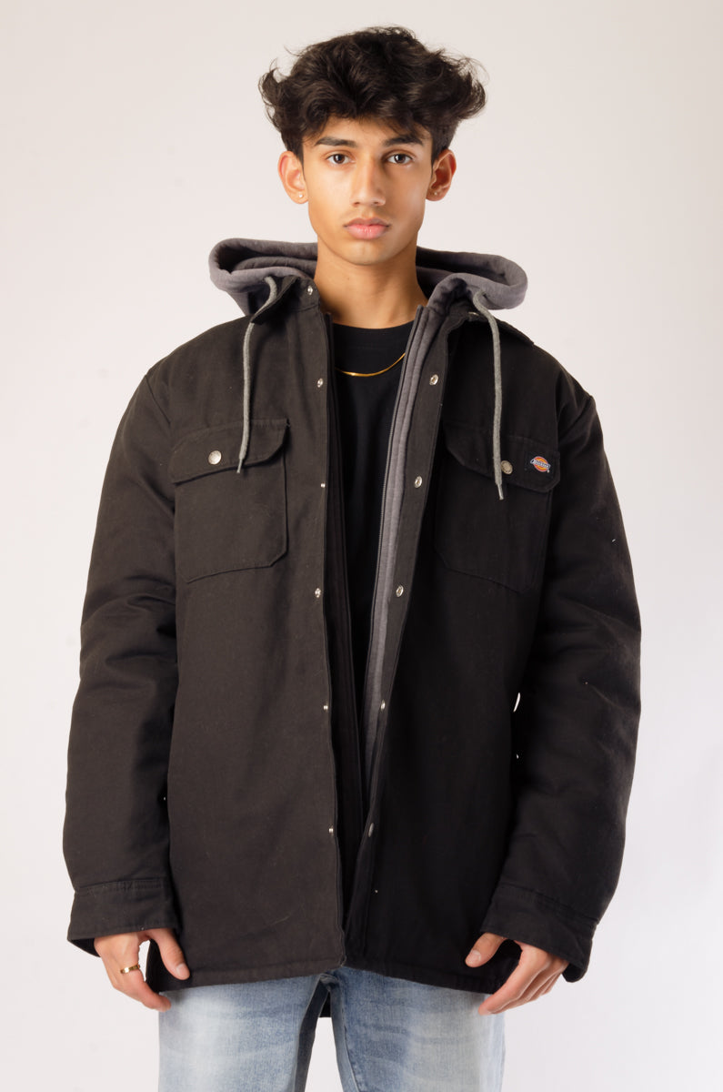 Fleece Lined Hooded Jacket - BLK