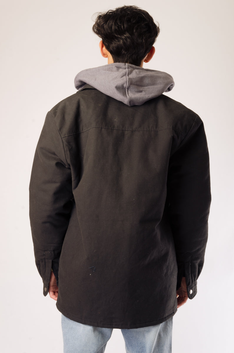 Fleece Lined Hooded Jacket - BLK