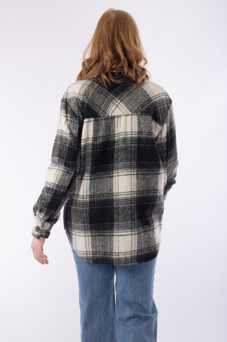 Jessica Plaid Shacket - BLK