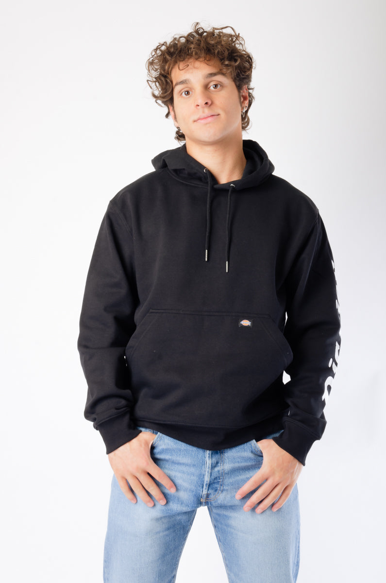 Logo Sleeve Hoodie  - BLK