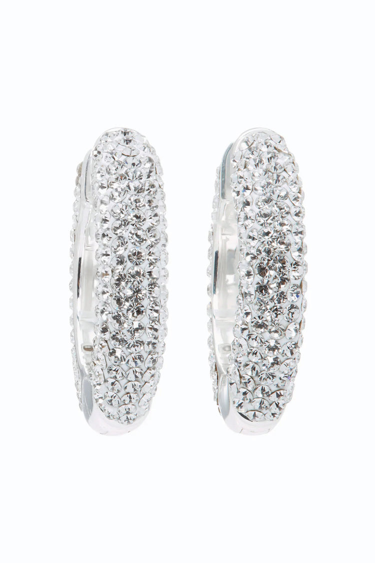 Medium Sparkle Hoop Earrings - White