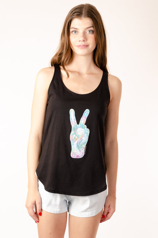 Nature Peace Tie Dye Tank - BLK