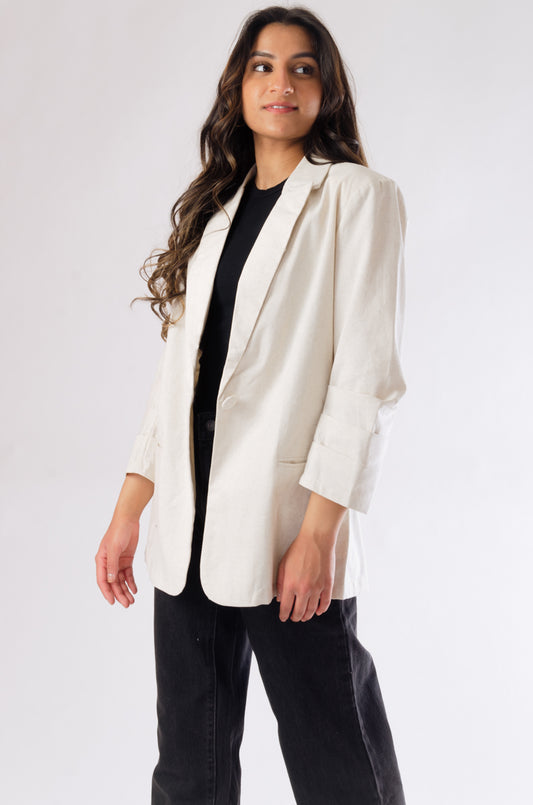 Linen Oversized Blazer - OAT