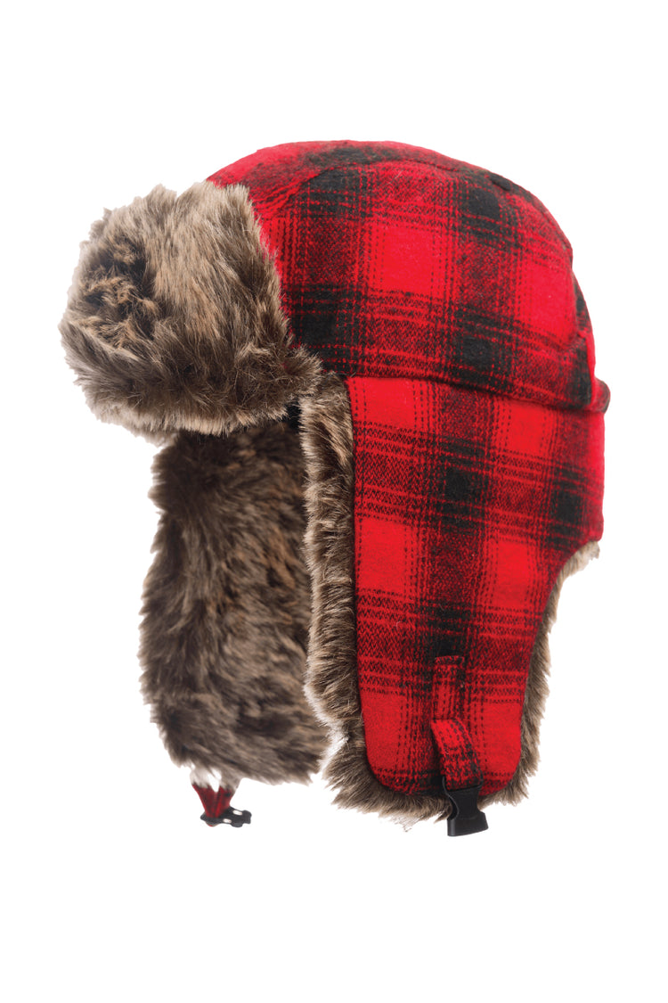 Plaid Aviator Hat - RED