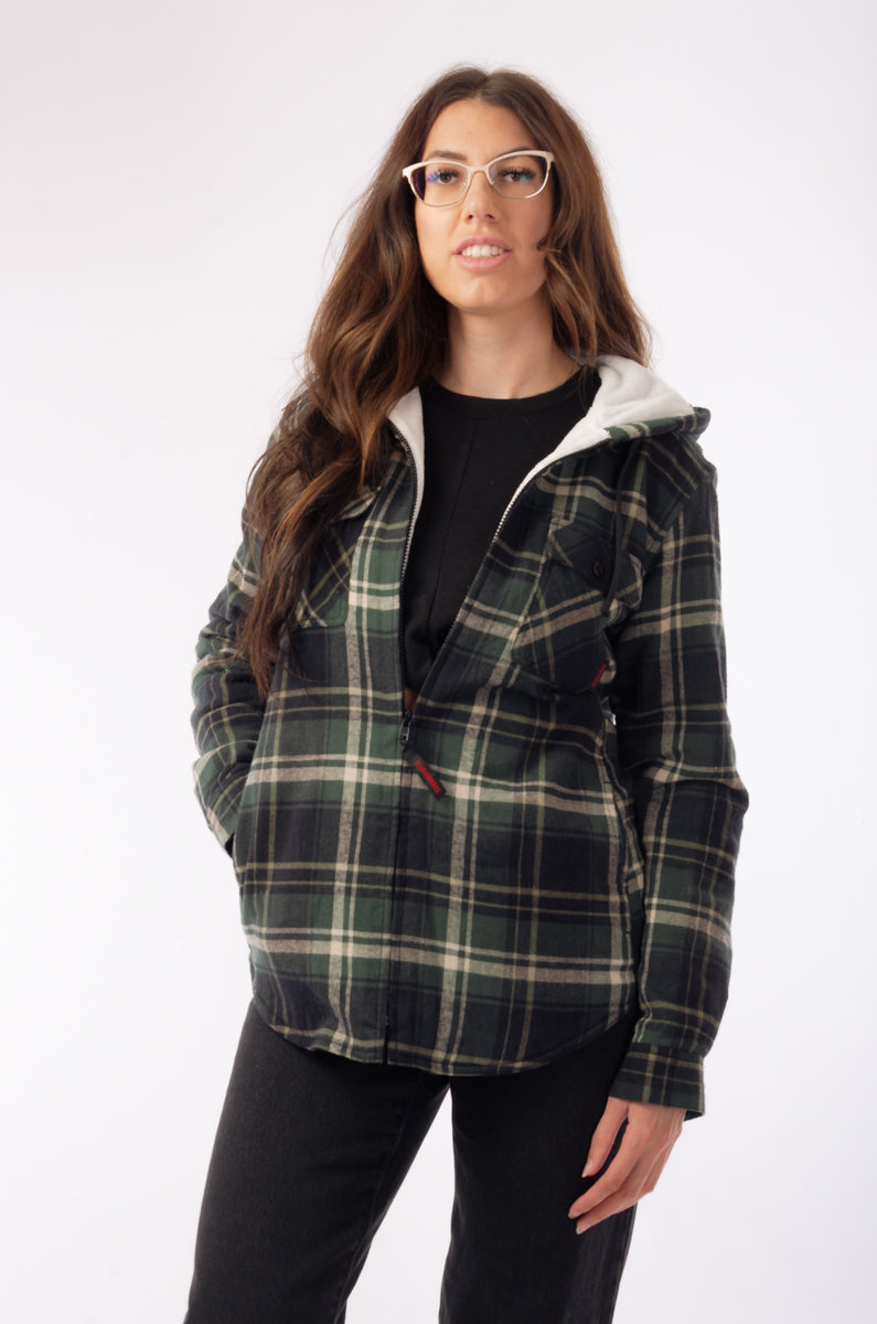 Plush Lined Flannel Jacket - GRN