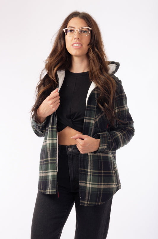 Plush Lined Flannel Jacket - GRN