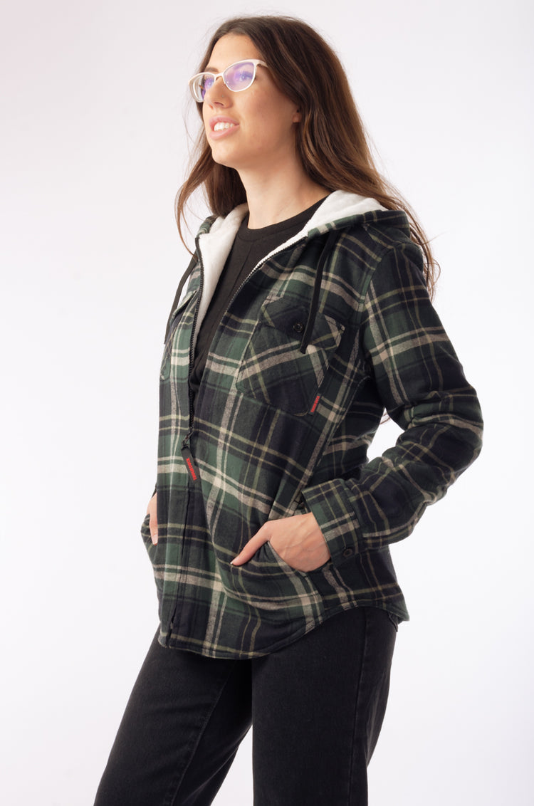 Plush Lined Flannel Jacket - GRN