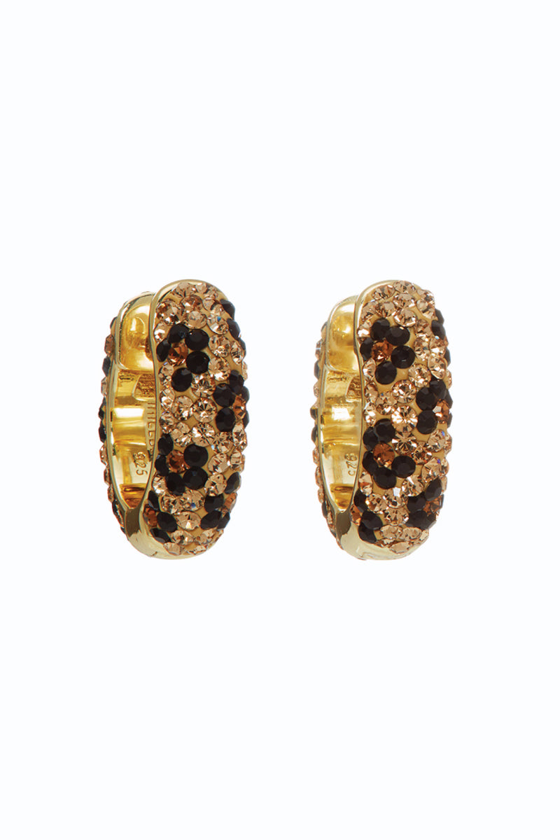 Small Sparkle Hoop Earrings - Leopard