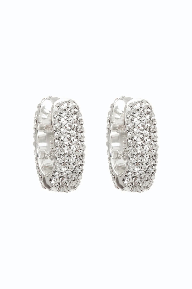 Small Sparkle Hoop Earrings - White