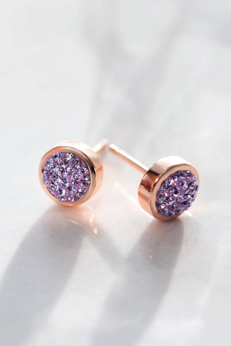 Sparkle Bezel Stud Earrings - Lavender Velvet - LAV